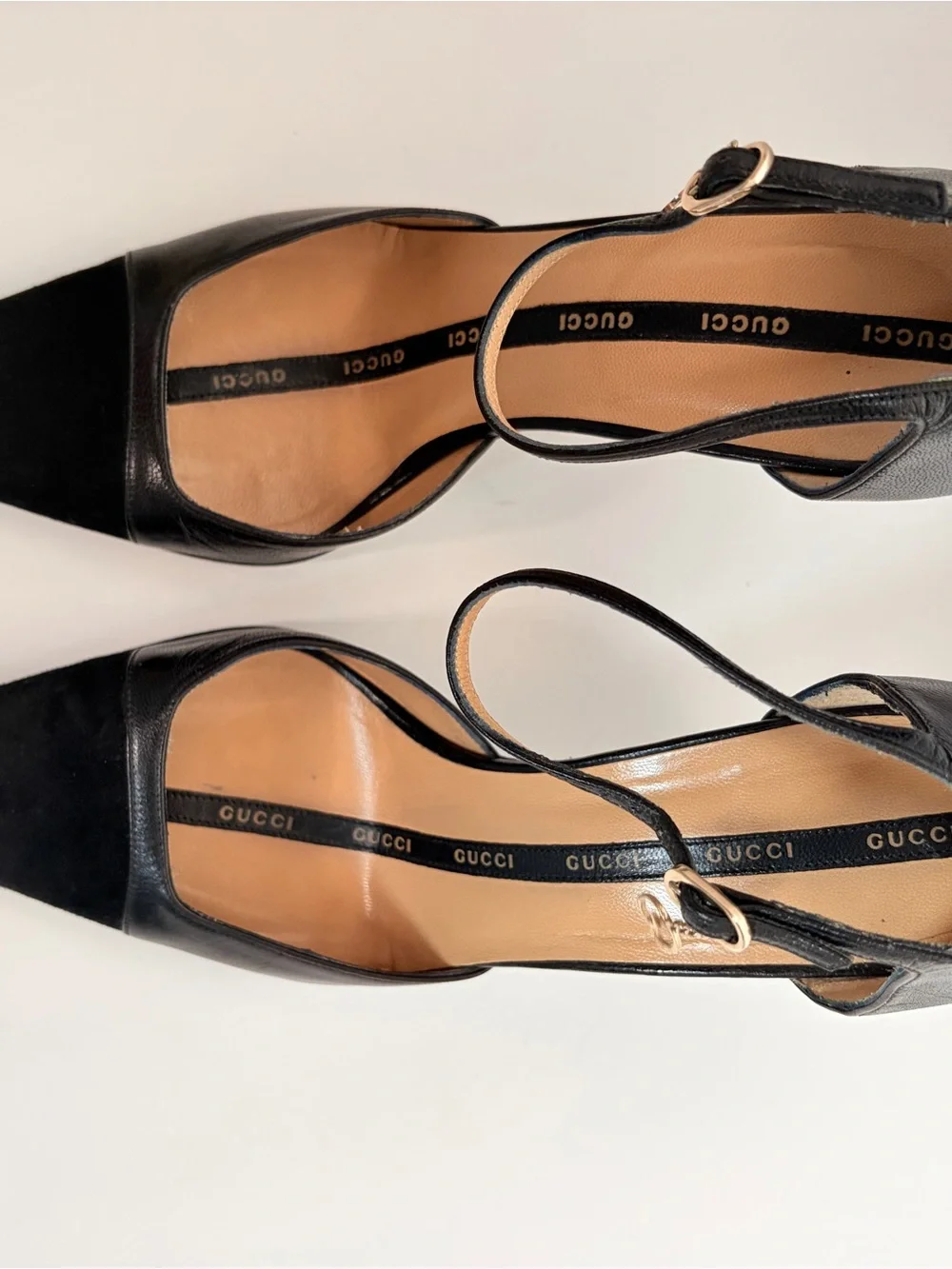 Gucci DOrsay Stiletto Pumps Interlocking GG Ankle Strap Suede Black Size 38.5C - Picture 9 of 15